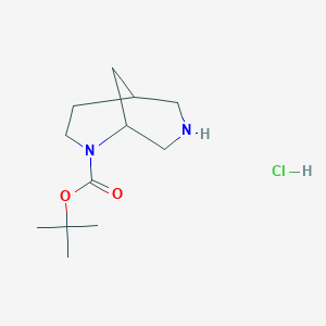 molecular formula C12H23ClN2O2 B2828401 Tert-butyl 2,7-diazabicyclo[3.3.1]nonane-2-carboxylate;hydrochloride CAS No. 2445790-52-1