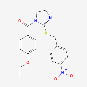 molecular formula C19H19N3O4S B2828405 1-(4-ethoxybenzoyl)-2-{[(4-nitrophenyl)methyl]sulfanyl}-4,5-dihydro-1H-imidazole CAS No. 851802-21-6