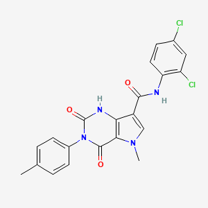 molecular formula C21H16Cl2N4O3 B2828407 N-(2,4-dichlorophenyl)-5-methyl-2,4-dioxo-3-(p-tolyl)-2,3,4,5-tetrahydro-1H-pyrrolo[3,2-d]pyrimidine-7-carboxamide CAS No. 921853-69-2