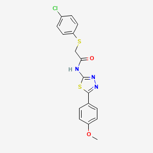 molecular formula C17H14ClN3O2S2 B2828416 2-((4-chlorophenyl)thio)-N-(5-(4-methoxyphenyl)-1,3,4-thiadiazol-2-yl)acetamide CAS No. 394231-88-0