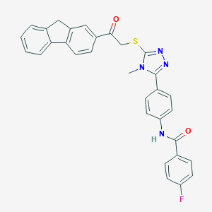 N-[4-(5-{[2-(9H-fluoren-2-yl)-2-oxoethyl]sulfanyl}-4-methyl-4H-1,2,4-triazol-3-yl)phenyl]-4-fluorobenzamide