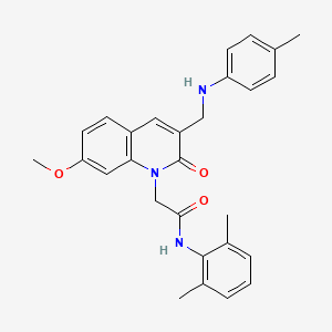 molecular formula C28H29N3O3 B2828423 N-(2,6-dimethylphenyl)-2-(7-methoxy-2-oxo-3-((p-tolylamino)methyl)quinolin-1(2H)-yl)acetamide CAS No. 932524-38-4