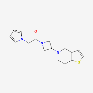 molecular formula C16H19N3OS B2828425 1-(3-(6,7-dihydrothieno[3,2-c]pyridin-5(4H)-yl)azetidin-1-yl)-2-(1H-pyrrol-1-yl)ethanone CAS No. 2034521-66-7