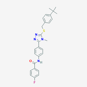 molecular formula C27H27FN4OS B282843 N-(4-{5-[(4-tert-butylbenzyl)sulfanyl]-4-methyl-4H-1,2,4-triazol-3-yl}phenyl)-4-fluorobenzamide 