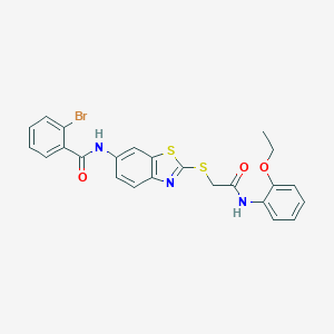 molecular formula C24H20BrN3O3S2 B282844 2-bromo-N-[2-({2-[(2-ethoxyphenyl)amino]-2-oxoethyl}sulfanyl)-1,3-benzothiazol-6-yl]benzamide 