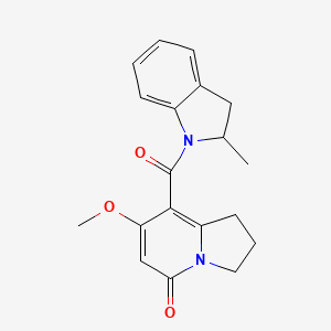 molecular formula C19H20N2O3 B2828440 7-甲氧基-8-(2-甲基吲啶-1-基甲酰)-2,3-二氢吲哚并[5(1H)-酮] CAS No. 2034280-89-0