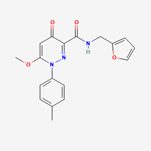 molecular formula C18H17N3O4 B2828446 N-(2-呋喃甲基)-6-甲氧基-1-(4-甲基苯基)-4-氧代-1,4-二氢吡啉-3-羧酰胺 CAS No. 1251558-44-7