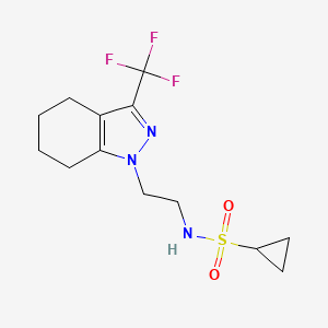molecular formula C13H18F3N3O2S B2828467 N-(2-(3-(trifluoromethyl)-4,5,6,7-tetrahydro-1H-indazol-1-yl)ethyl)cyclopropanesulfonamide CAS No. 1797976-28-3