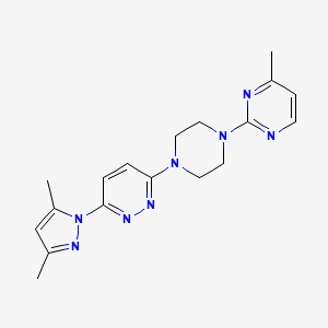 molecular formula C18H22N8 B2828488 2-[4-[6-(3,5-Dimethylpyrazol-1-yl)pyridazin-3-yl]piperazin-1-yl]-4-methylpyrimidine CAS No. 2415552-85-9
