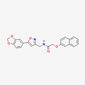 molecular formula C23H18N2O5 B2828489 N-((5-(benzo[d][1,3]dioxol-5-yl)isoxazol-3-yl)methyl)-2-(naphthalen-2-yloxy)acetamide CAS No. 1105201-09-9