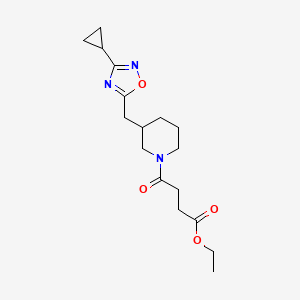 Ethyl 4-(3-((3-cyclopropyl-1,2,4-oxadiazol-5-yl)methyl)piperidin-1-yl)-4-oxobutanoate