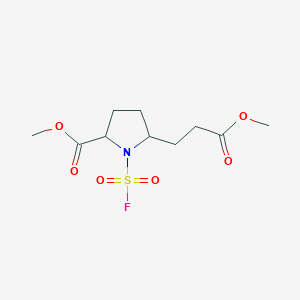 molecular formula C10H16FNO6S B2828503 Methyl 1-fluorosulfonyl-5-(3-methoxy-3-oxopropyl)pyrrolidine-2-carboxylate CAS No. 2411193-57-0