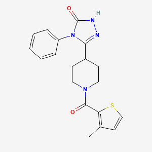 molecular formula C19H20N4O2S B2828510 5-{1-[(3-methyl-2-thienyl)carbonyl]piperidin-4-yl}-4-phenyl-2,4-dihydro-3H-1,2,4-triazol-3-one CAS No. 2059471-65-5