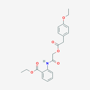 molecular formula C21H23NO6 B2828514 Ethyl 2-[({[(4-ethoxyphenyl)acetyl]oxy}acetyl)amino]benzoate CAS No. 1061586-26-2
