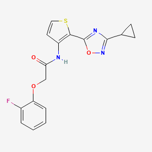 molecular formula C17H14FN3O3S B2828516 N-(2-(3-cyclopropyl-1,2,4-oxadiazol-5-yl)thiophen-3-yl)-2-(2-fluorophenoxy)acetamide CAS No. 1788843-57-1