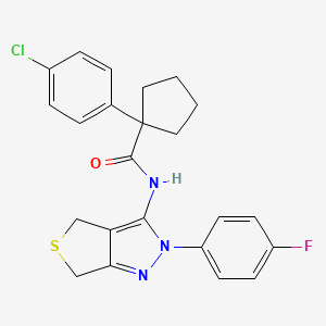 molecular formula C23H21ClFN3OS B2828520 1-(4-chlorophenyl)-N-(2-(4-fluorophenyl)-4,6-dihydro-2H-thieno[3,4-c]pyrazol-3-yl)cyclopentanecarboxamide CAS No. 450343-45-0