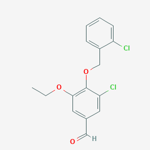 molecular formula C16H14Cl2O3 B2828525 3-Chloro-4-[(2-chlorobenzyl)oxy]-5-ethoxybenzaldehyde CAS No. 428492-85-7