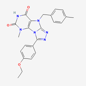 molecular formula C23H22N6O3 B2828532 8-(4-Ethoxyphenyl)-1-methyl-5-[(4-methylphenyl)methyl]purino[8,9-c][1,2,4]triazole-2,4-dione CAS No. 921811-18-9