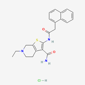 molecular formula C22H24ClN3O2S B2828533 6-Ethyl-2-(2-(naphthalen-1-yl)acetamido)-4,5,6,7-tetrahydrothieno[2,3-c]pyridine-3-carboxamide hydrochloride CAS No. 1215799-82-8