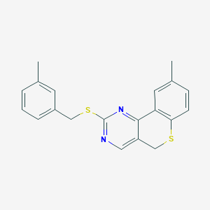 9-methyl-2-[(3-methylbenzyl)sulfanyl]-5H-thiochromeno[4,3-d]pyrimidine