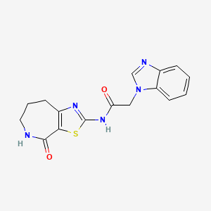 molecular formula C16H15N5O2S B2828538 2-(1H-benzo[d]imidazol-1-yl)-N-(4-oxo-5,6,7,8-tetrahydro-4H-thiazolo[5,4-c]azepin-2-yl)acetamide CAS No. 1797188-51-2