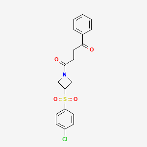 molecular formula C19H18ClNO4S B2828556 1-(3-((4-Chlorophenyl)sulfonyl)azetidin-1-yl)-4-phenylbutane-1,4-dione CAS No. 1797020-88-2