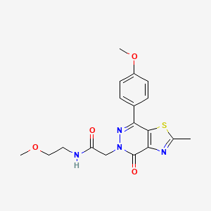 molecular formula C18H20N4O4S B2828561 N-(2-methoxyethyl)-2-(7-(4-methoxyphenyl)-2-methyl-4-oxothiazolo[4,5-d]pyridazin-5(4H)-yl)acetamide CAS No. 941949-42-4