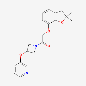 molecular formula C20H22N2O4 B2828568 2-((2,2-Dimethyl-2,3-dihydrobenzofuran-7-yl)oxy)-1-(3-(pyridin-3-yloxy)azetidin-1-yl)ethanone CAS No. 1903197-91-0