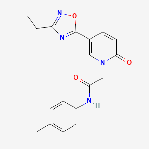 molecular formula C18H18N4O3 B2828572 2-[5-(3-ethyl-1,2,4-oxadiazol-5-yl)-2-oxopyridin-1(2H)-yl]-N-(4-methylphenyl)acetamide CAS No. 1251673-41-2