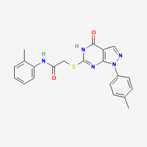 molecular formula C21H19N5O2S B2828575 2-((4-oxo-1-(p-tolyl)-4,5-dihydro-1H-pyrazolo[3,4-d]pyrimidin-6-yl)thio)-N-(o-tolyl)acetamide CAS No. 921486-50-2