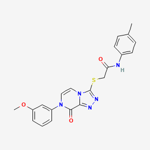 molecular formula C21H19N5O3S B2828584 2-((7-(3-methoxyphenyl)-8-oxo-7,8-dihydro-[1,2,4]triazolo[4,3-a]pyrazin-3-yl)thio)-N-(p-tolyl)acetamide CAS No. 1185056-10-3
