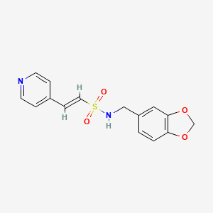molecular formula C15H14N2O4S B2828595 (E)-N-(1,3-benzodioxol-5-ylmethyl)-2-pyridin-4-ylethenesulfonamide CAS No. 339018-70-1