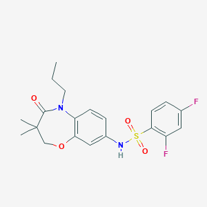 molecular formula C20H22F2N2O4S B2828605 N-(3,3-dimethyl-4-oxo-5-propyl-2,3,4,5-tetrahydrobenzo[b][1,4]oxazepin-8-yl)-2,4-difluorobenzenesulfonamide CAS No. 921992-47-4