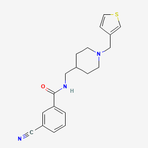 molecular formula C19H21N3OS B2828611 3-氰基-N-((1-(噻吩-3-基甲基哌啶-4-基)甲基)苯甲酰胺 CAS No. 1235089-90-3