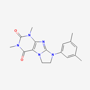 molecular formula C17H19N5O2 B2828616 8-(3,5-dimethylphenyl)-1,3-dimethyl-7,8-dihydro-1H-imidazo[2,1-f]purine-2,4(3H,6H)-dione CAS No. 872843-13-5