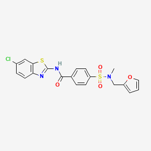 molecular formula C20H16ClN3O4S2 B2828619 N-(6-chlorobenzo[d]thiazol-2-yl)-4-(N-(furan-2-ylmethyl)-N-methylsulfamoyl)benzamide CAS No. 922990-72-5