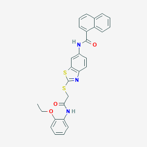 molecular formula C28H23N3O3S2 B282863 N-[2-({2-[(2-ethoxyphenyl)amino]-2-oxoethyl}sulfanyl)-1,3-benzothiazol-6-yl]naphthalene-1-carboxamide 
