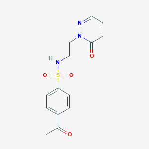 molecular formula C14H15N3O4S B2828631 4-acetyl-N-(2-(6-oxopyridazin-1(6H)-yl)ethyl)benzenesulfonamide CAS No. 1021219-32-8