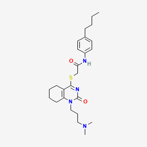 molecular formula C25H36N4O2S B2828633 N-(4-butylphenyl)-2-((1-(3-(dimethylamino)propyl)-2-oxo-1,2,5,6,7,8-hexahydroquinazolin-4-yl)thio)acetamide CAS No. 941979-81-3