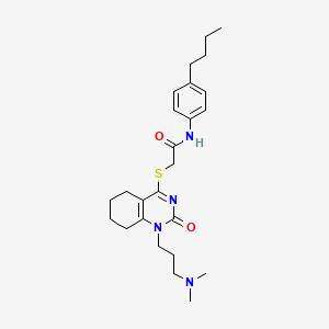 molecular formula C25H36N4O2S B2828633 N-(4-丁基苯基)-2-((1-(3-(二甲胺)丙基)-2-氧代-1,2,5,6,7,8-六氢喹唑啉-4-基)硫代)乙酰胺 CAS No. 941979-81-3