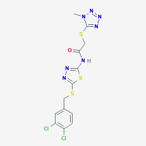 N-{5-[(3,4-dichlorobenzyl)sulfanyl]-1,3,4-thiadiazol-2-yl}-2-[(1-methyl-1H-tetrazol-5-yl)sulfanyl]acetamide