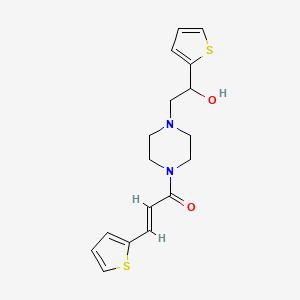 molecular formula C17H20N2O2S2 B2828640 (E)-1-(4-(2-羟基-2-(噻吩-2-基)乙基)哌嗪-1-基)-3-(噻吩-2-基)丙-2-烯-1-酮 CAS No. 1396891-66-9