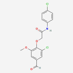 molecular formula C16H13Cl2NO4 B2828641 2-(2-chloro-4-formyl-6-methoxyphenoxy)-N-(4-chlorophenyl)acetamide CAS No. 792945-82-5
