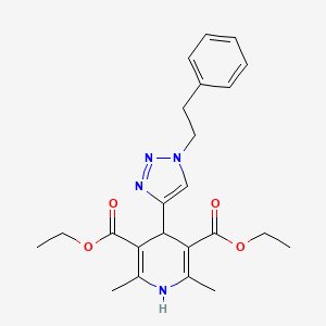 molecular formula C23H28N4O4 B2828647 3,5-diethyl 2,6-dimethyl-4-[1-(2-phenylethyl)-1H-1,2,3-triazol-4-yl]-1,4-dihydropyridine-3,5-dicarboxylate CAS No. 2415622-95-4