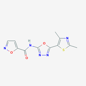 molecular formula C11H9N5O3S B2828650 N-(5-(2,4-二甲基噻唑-5-基)-1,3,4-噁二唑-2-基)异噁唑-5-甲酰胺 CAS No. 1286725-63-0