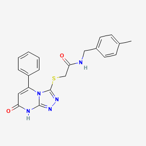 molecular formula C21H19N5O2S B2828663 N-[(4-methylphenyl)methyl]-2-({7-oxo-5-phenyl-7H,8H-[1,2,4]triazolo[4,3-a]pyrimidin-3-yl}sulfanyl)acetamide CAS No. 894999-26-9