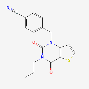 molecular formula C17H15N3O2S B2828669 4-((2,4-dioxo-3-propyl-3,4-dihydrothieno[3,2-d]pyrimidin-1(2H)-yl)methyl)benzonitrile CAS No. 2309346-81-2
