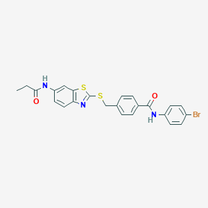 N-(4-bromophenyl)-4-({[6-(propanoylamino)-1,3-benzothiazol-2-yl]sulfanyl}methyl)benzamide