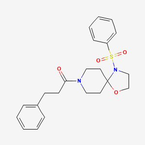 molecular formula C22H26N2O4S B2828682 8-(3-Phenylpropanoyl)-4-(phenylsulfonyl)-1-oxa-4,8-diazaspiro[4.5]decane CAS No. 896364-15-1