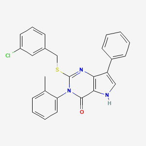 molecular formula C26H20ClN3OS B2828684 2-((3-chlorobenzyl)thio)-7-phenyl-3-(o-tolyl)-3H-pyrrolo[3,2-d]pyrimidin-4(5H)-one CAS No. 2034489-89-7